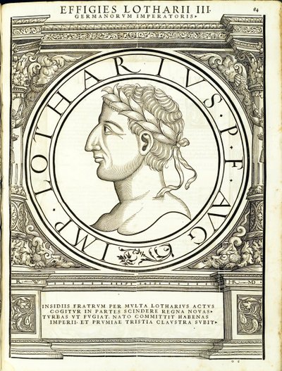 Lotharius I, ilustración de Imperatorum romanorum omnium orientalium et occidentalium verissimae imagines ex antiquis numismatis de Hans Rudolf Manuel Deutsch